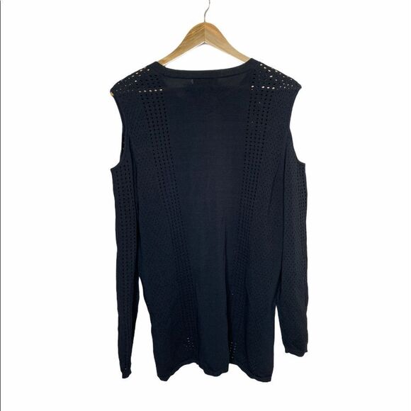 One A Cold Shoulder Long Sleeve Laser cut Top - Picture 2 of 5